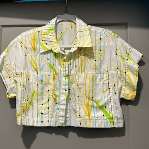 Crop button down shirt